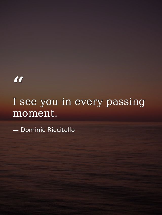 I see you in every passing moment. — Dominic Riccitello