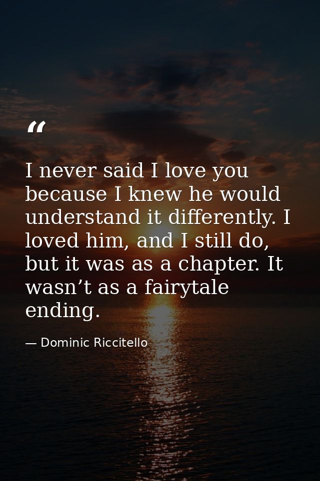 I never said I love you because I knew he would understand it differently. I loved him, and I still do, but it was as a  — Dominic Riccitello