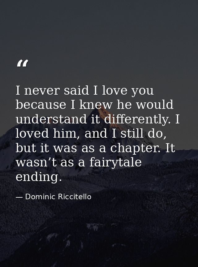 I never said I love you because I knew he would understand it differently. I loved him, and I still do, but it was as a  — Dominic Riccitello