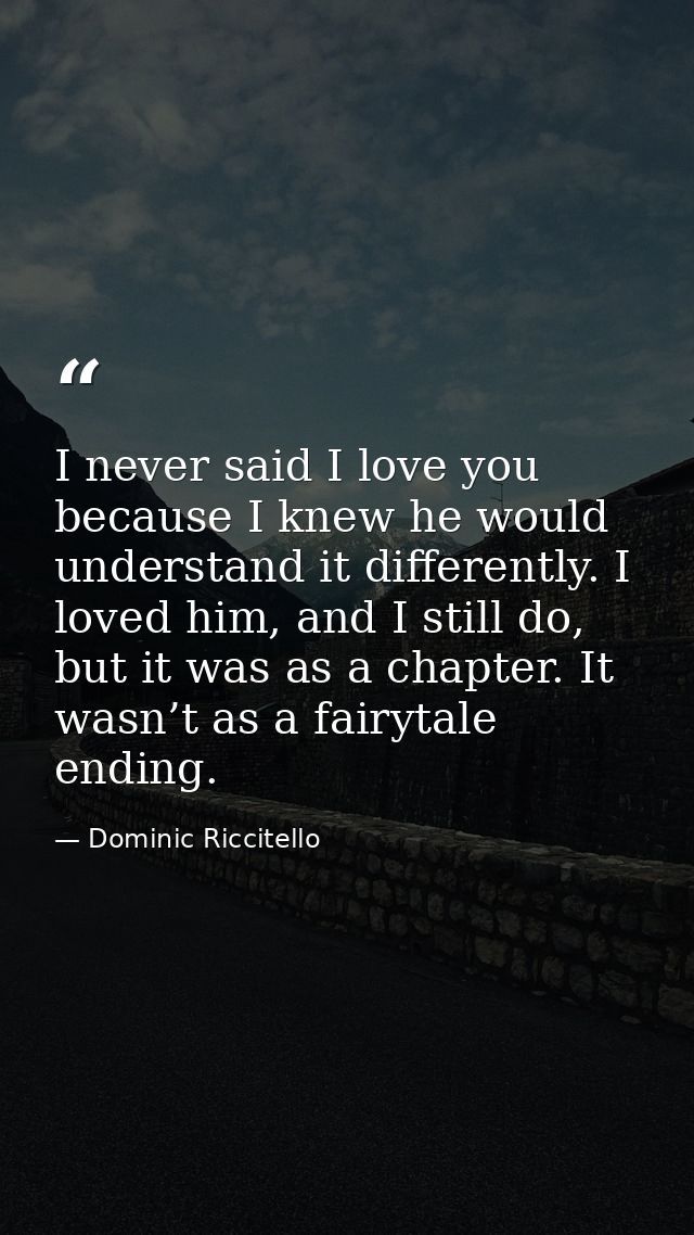 I never said I love you because I knew he would understand it differently. I loved him, and I still do, but it was as a  — Dominic Riccitello