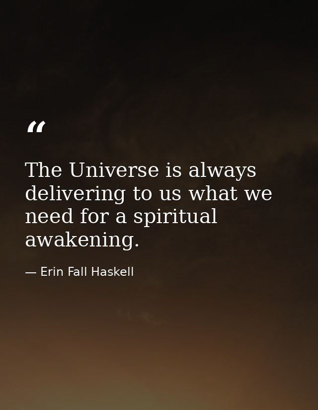 The Universe is always delivering to us what we need for a spiritual awakening. — Erin Fall Haskell