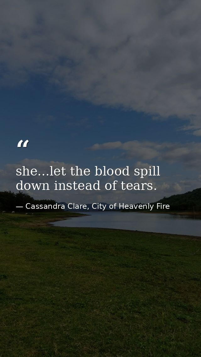 she...let the blood spill down instead of tears. — Cassandra Clare, City of Heavenly Fire