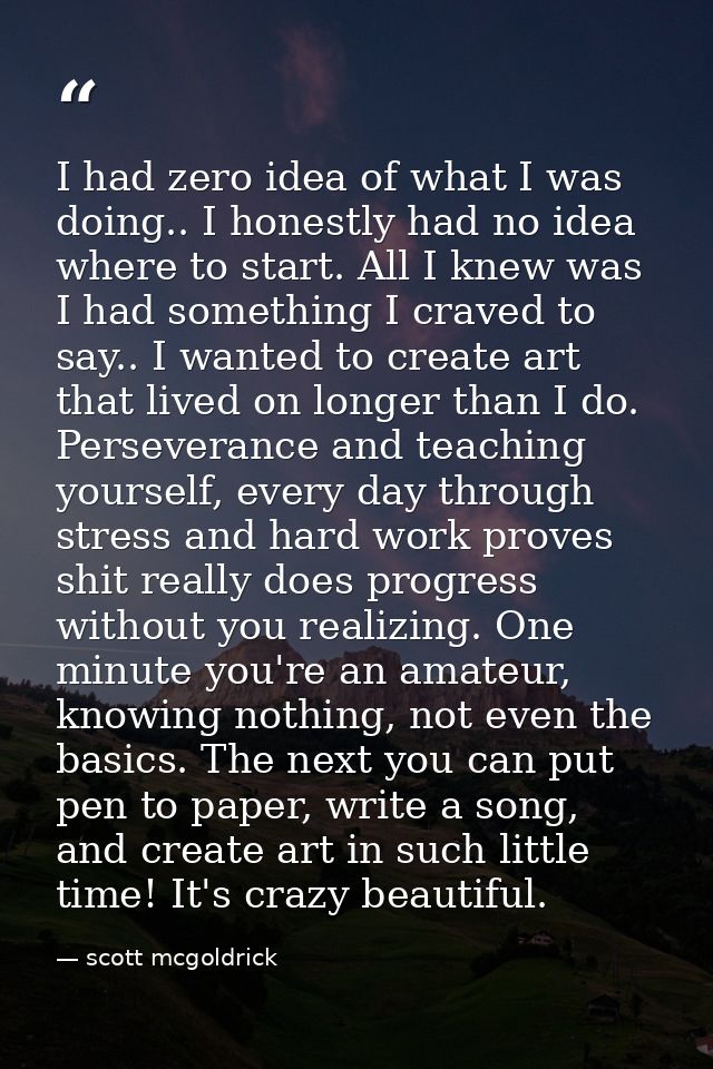 I had zero idea of what I was doing.. I honestly had no idea where to start. All I knew was I had something I craved to  — scott mcgoldrick