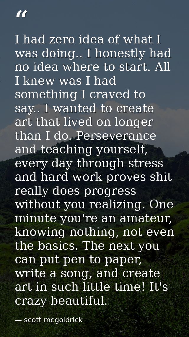 I had zero idea of what I was doing.. I honestly had no idea where to start. All I knew was I had something I craved to  — scott mcgoldrick