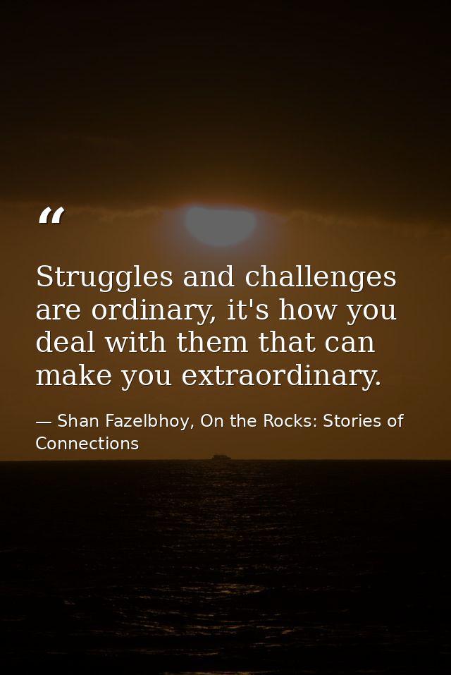 Struggles and challenges are ordinary, it's how you deal with them that can make you extraordinary. — Shan Fazelbhoy, On the Rocks: Stories of Connections