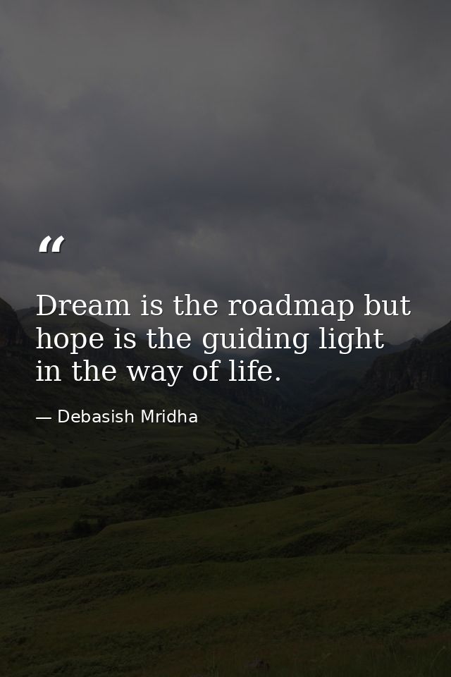 Dream is the roadmap but hope is the guiding light in the way of life. — Debasish Mridha