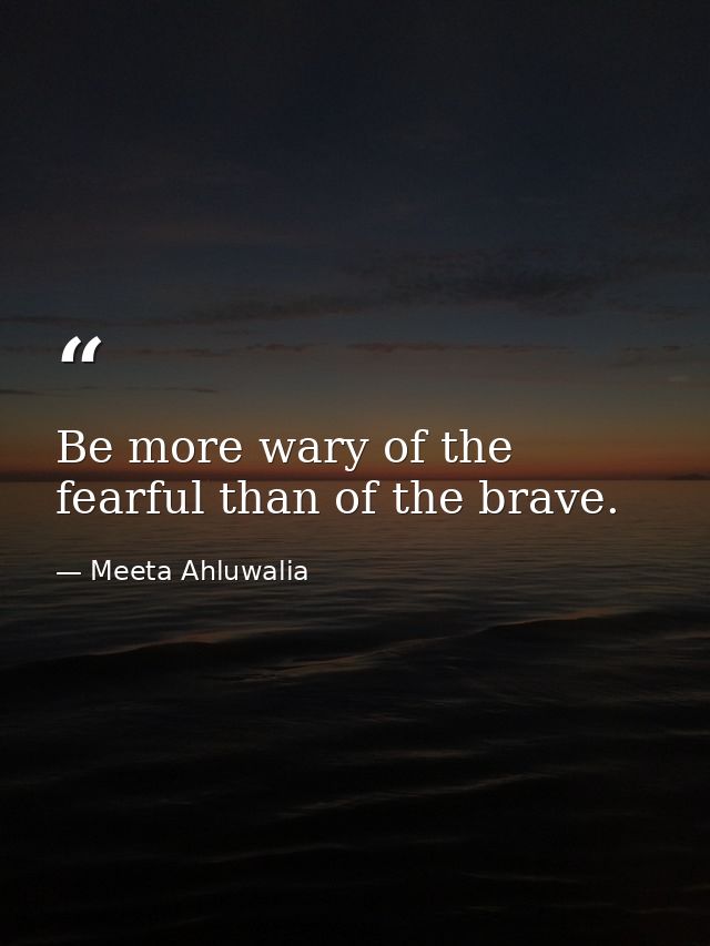 Be more wary of the fearful than of the brave. — Meeta Ahluwalia