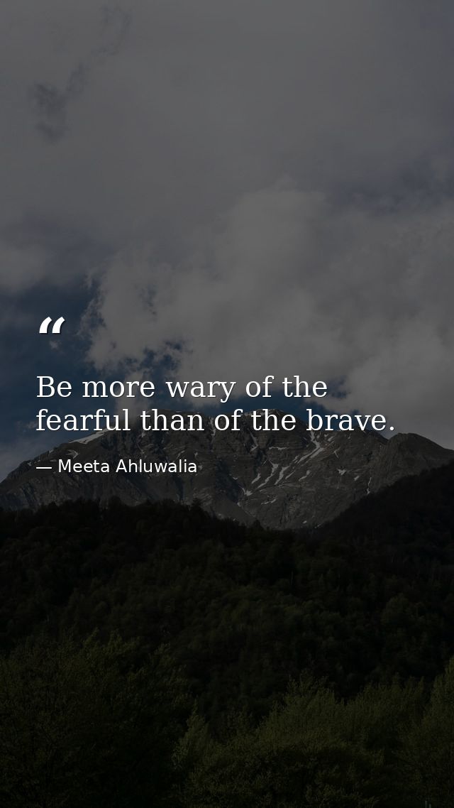 Be more wary of the fearful than of the brave. — Meeta Ahluwalia