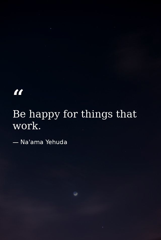 Be happy for things that work. — Na'ama Yehuda