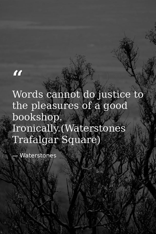 Words cannot do justice to the pleasures of a good bookshop. Ironically.(Waterstones Trafalgar Square) — Waterstones