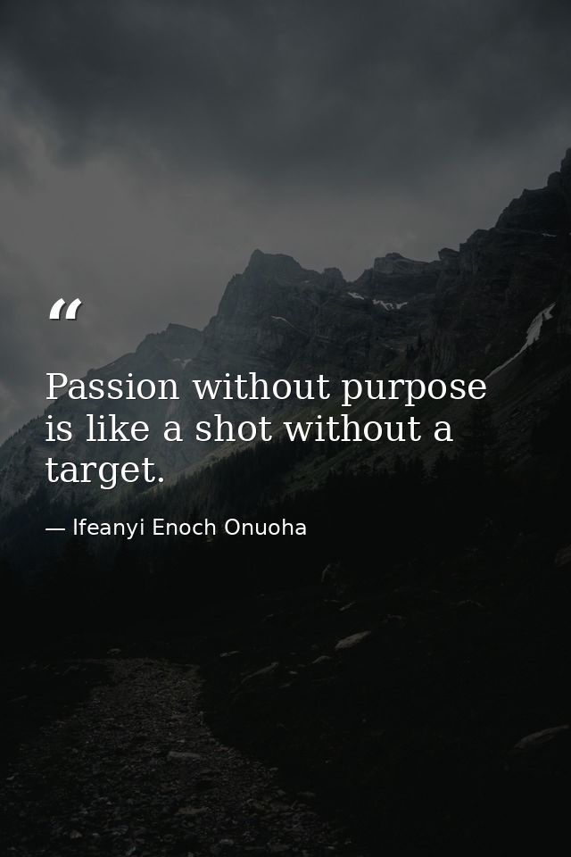 Passion without purpose is like a shot without a target. — Ifeanyi Enoch Onuoha