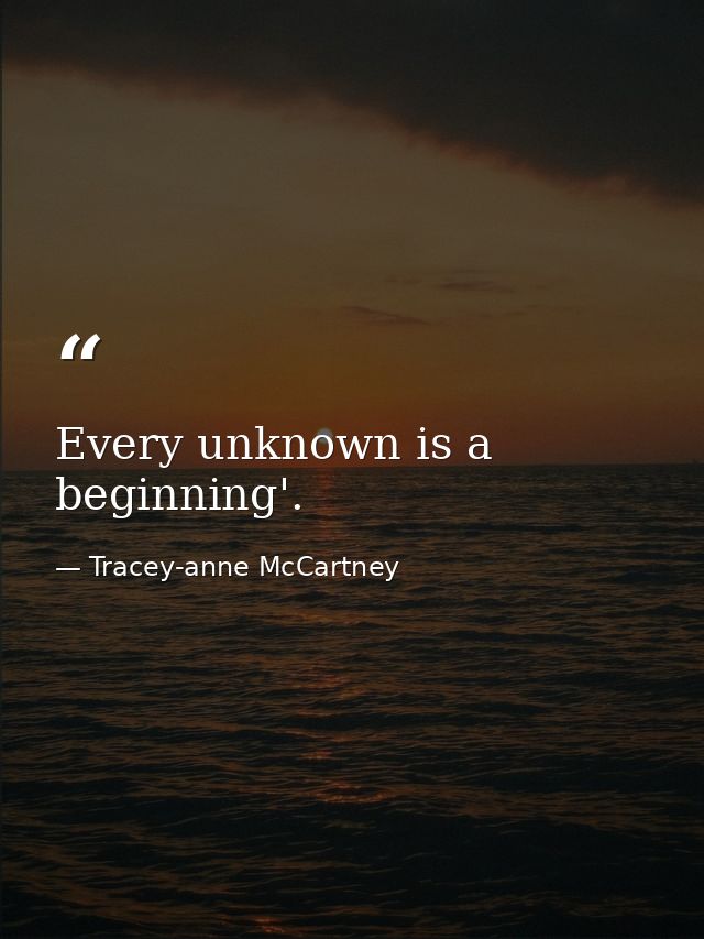 Every unknown is a beginning'. — Tracey-anne McCartney