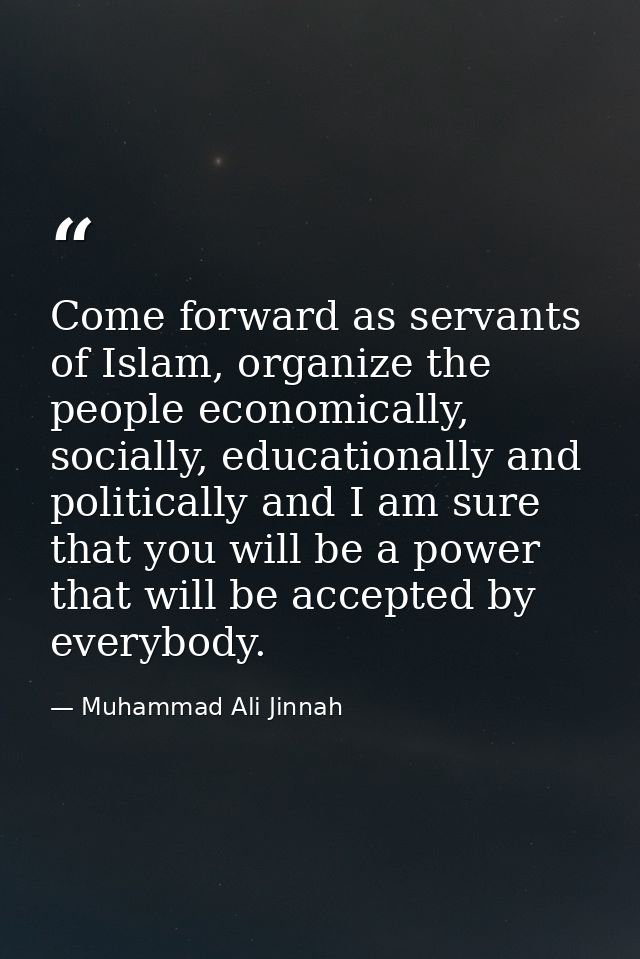 Come forward as servants of Islam, organize the people economically, socially, educationally and politically and I am su — Muhammad Ali Jinnah