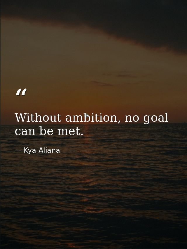 Without ambition, no goal can be met. — Kya Aliana