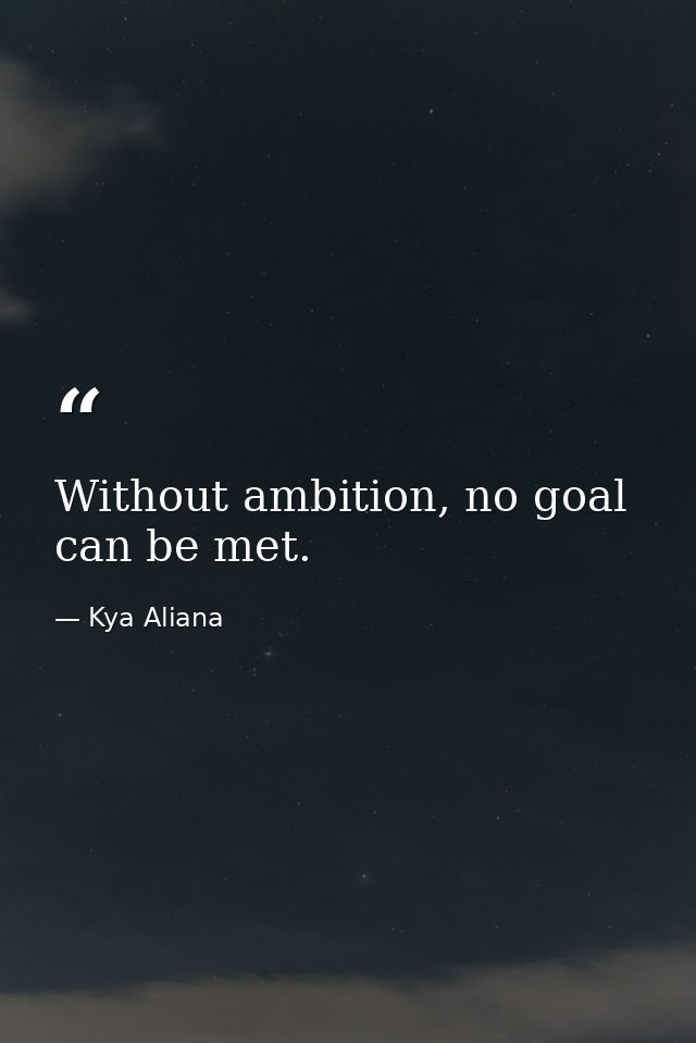 Without ambition, no goal can be met. — Kya Aliana