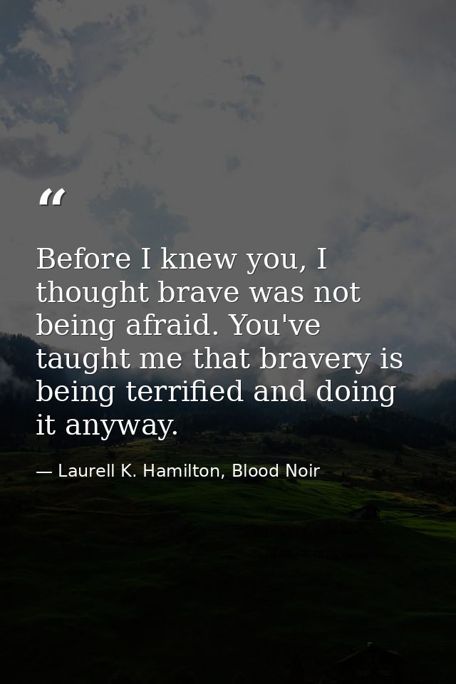 Before I knew you, I thought brave was not being afraid. You've taught me that bravery is being terrified and doing it a — Laurell K. Hamilton, Blood Noir