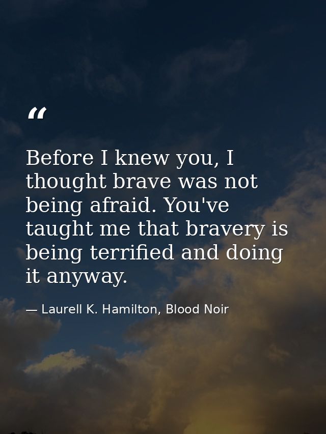 Before I knew you, I thought brave was not being afraid. You've taught me that bravery is being terrified and doing it a — Laurell K. Hamilton, Blood Noir
