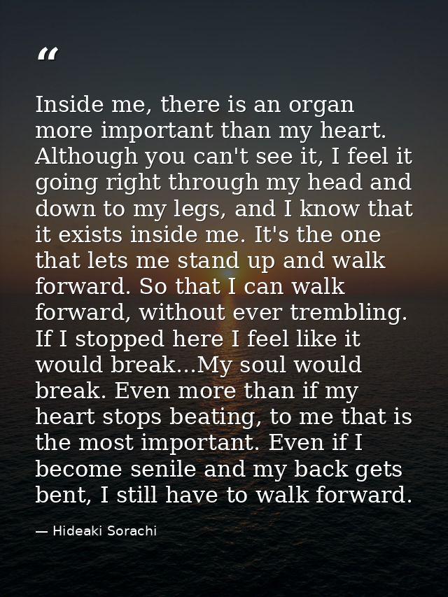 Inside me, there is an organ more important than my heart. Although you can't see it, I feel it going right through my h — Hideaki Sorachi