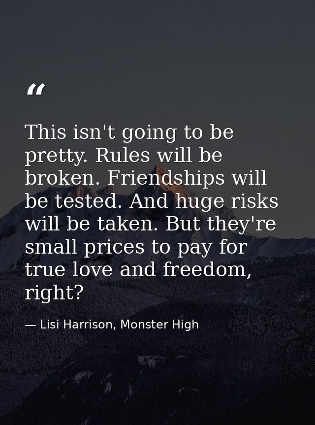 This isn't going to be pretty. Rules will be broken. Friendships will be tested. And huge risks will be taken. But they' — Lisi Harrison, Monster High