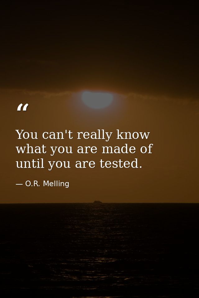 You can't really know what you are made of until you are tested. — O.R. Melling