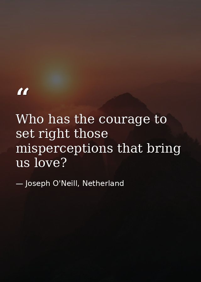 Who has the courage to set right those misperceptions that bring us love? — Joseph O'Neill, Netherland