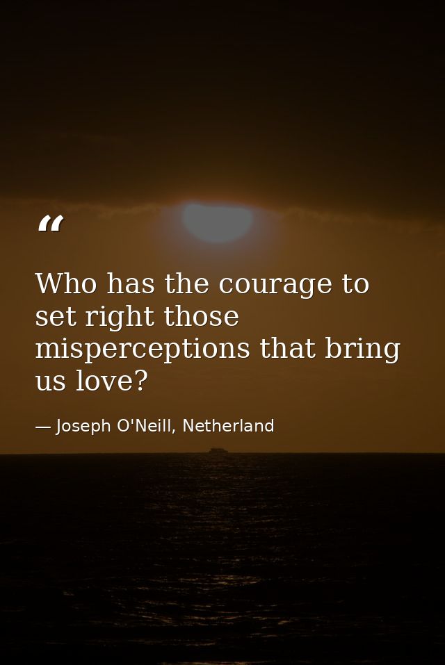 Who has the courage to set right those misperceptions that bring us love? — Joseph O'Neill, Netherland