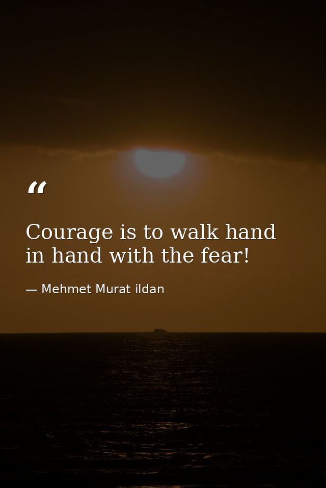 Courage is to walk hand in hand with the fear! — Mehmet Murat ildan