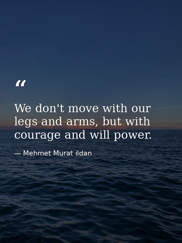We don't move with our legs and arms, but with courage and will power. — Mehmet Murat ildan
