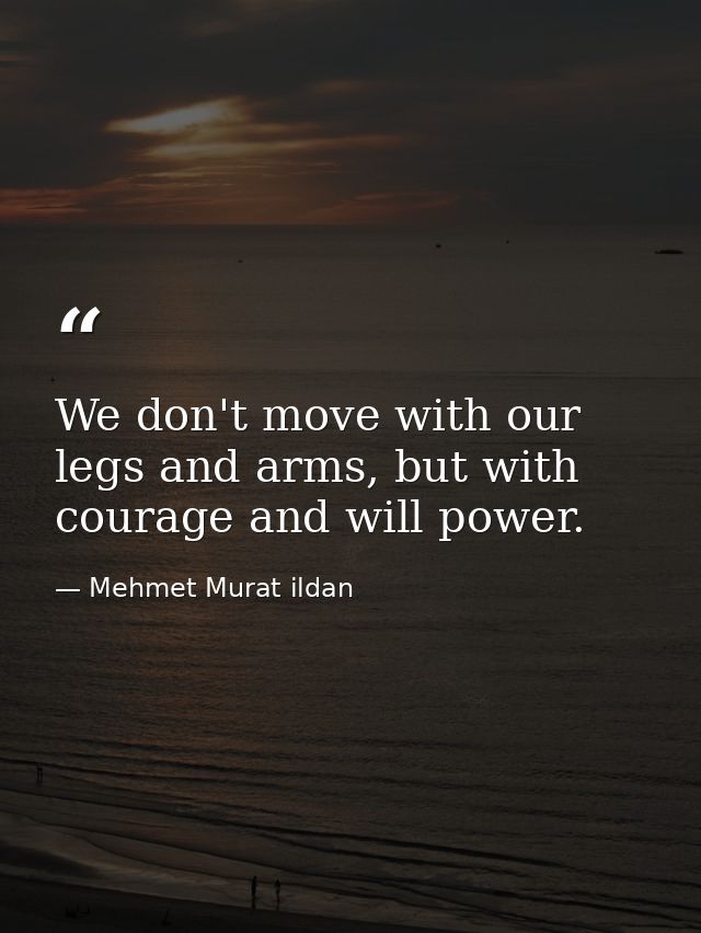We don't move with our legs and arms, but with courage and will power. — Mehmet Murat ildan