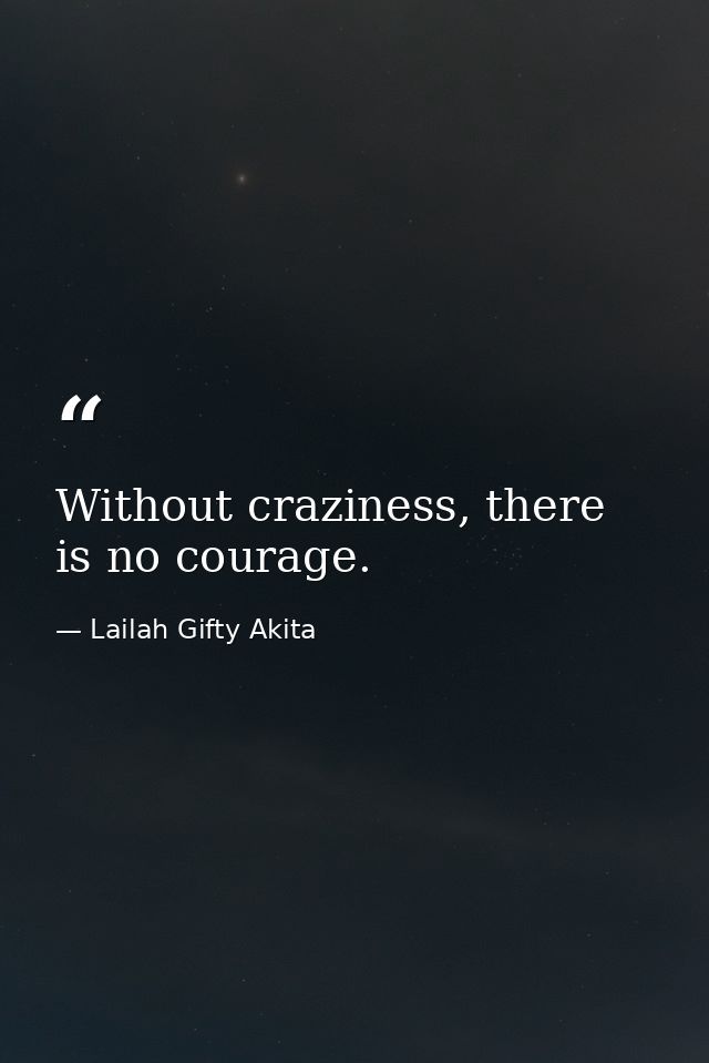 Without craziness, there is no courage. — Lailah Gifty Akita