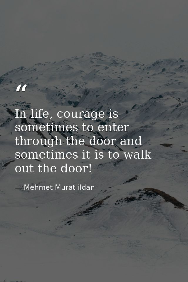 In life, courage is sometimes to enter through the door and sometimes it is to walk out the door! — Mehmet Murat ildan