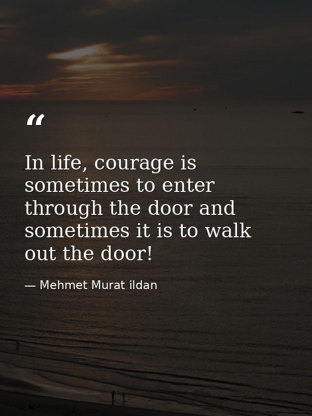 In life, courage is sometimes to enter through the door and sometimes it is to walk out the door! — Mehmet Murat ildan