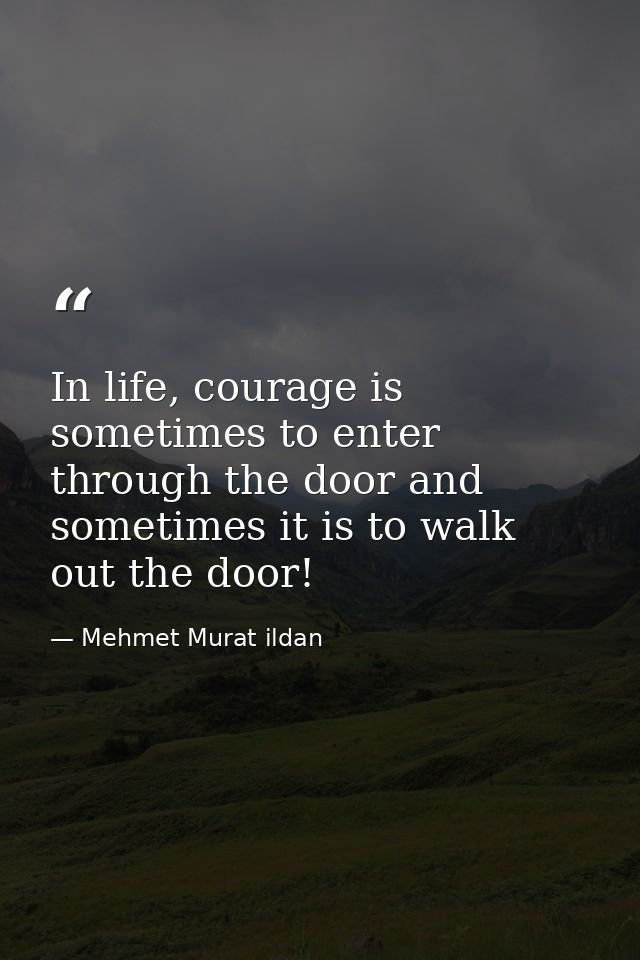In life, courage is sometimes to enter through the door and sometimes it is to walk out the door! — Mehmet Murat ildan