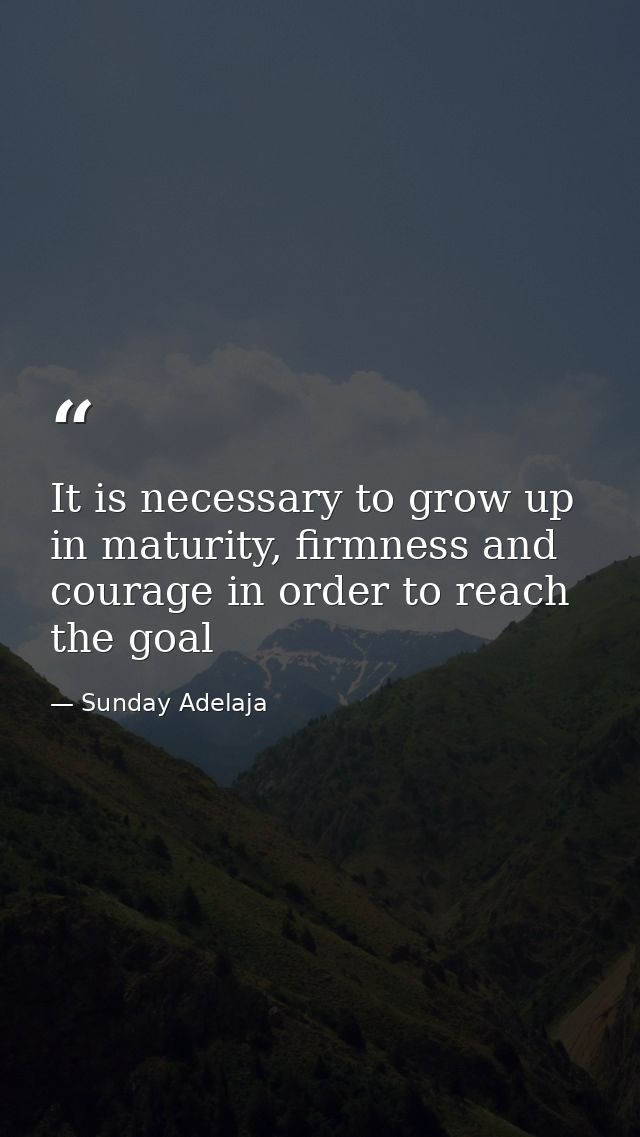 It is necessary to grow up in maturity, firmness and courage in order to reach the goal — Sunday Adelaja