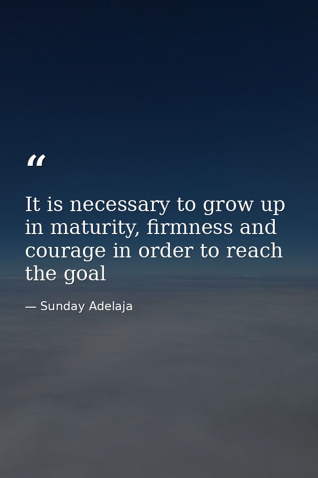 It is necessary to grow up in maturity, firmness and courage in order to reach the goal — Sunday Adelaja