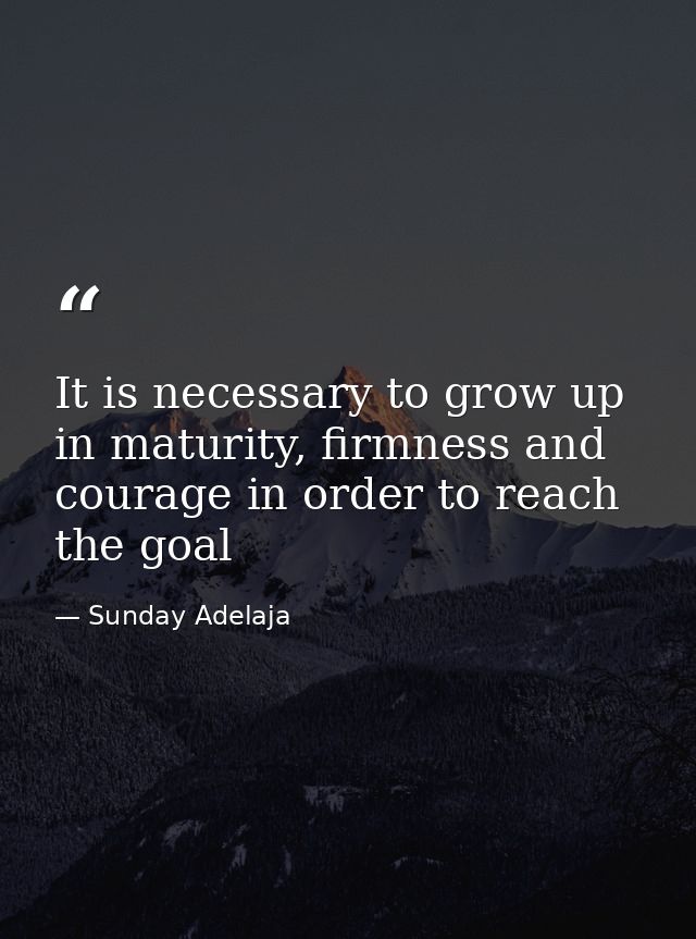 It is necessary to grow up in maturity, firmness and courage in order to reach the goal — Sunday Adelaja