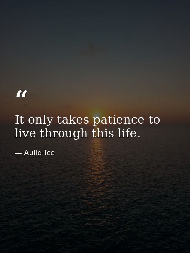 It only takes patience to live through this life. — Auliq-Ice