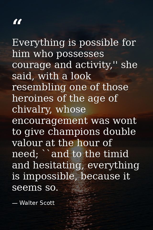 Everything is possible for him who possesses courage and activity,'' she said, with a look resembling one of those heroi — Walter Scott