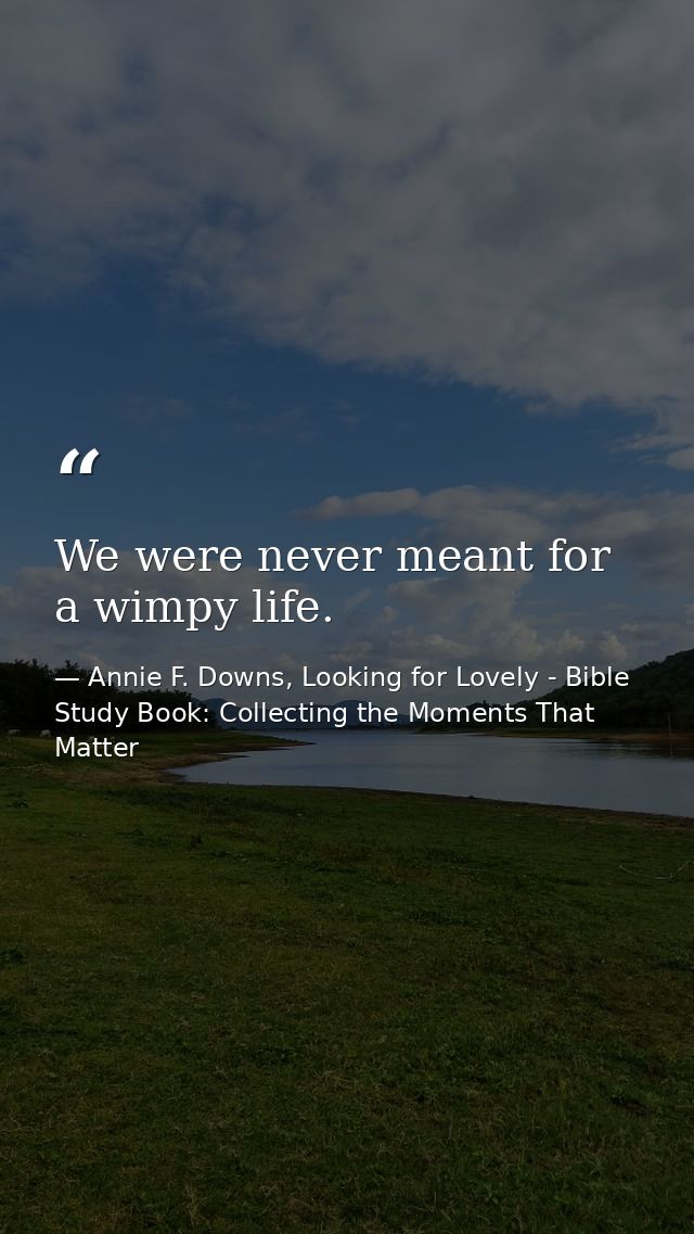 We were never meant for a wimpy life. — Annie F. Downs, Looking for Lovely - Bible Study Book: Collecting the Moments That Matter