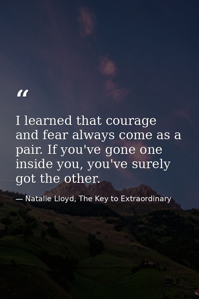 I learned that courage and fear always come as a pair. If you've gone one inside you, you've surely got the other. — Natalie Lloyd, The Key to Extraordinary