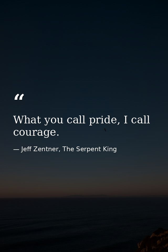 What you call pride, I call courage. — Jeff Zentner, The Serpent King