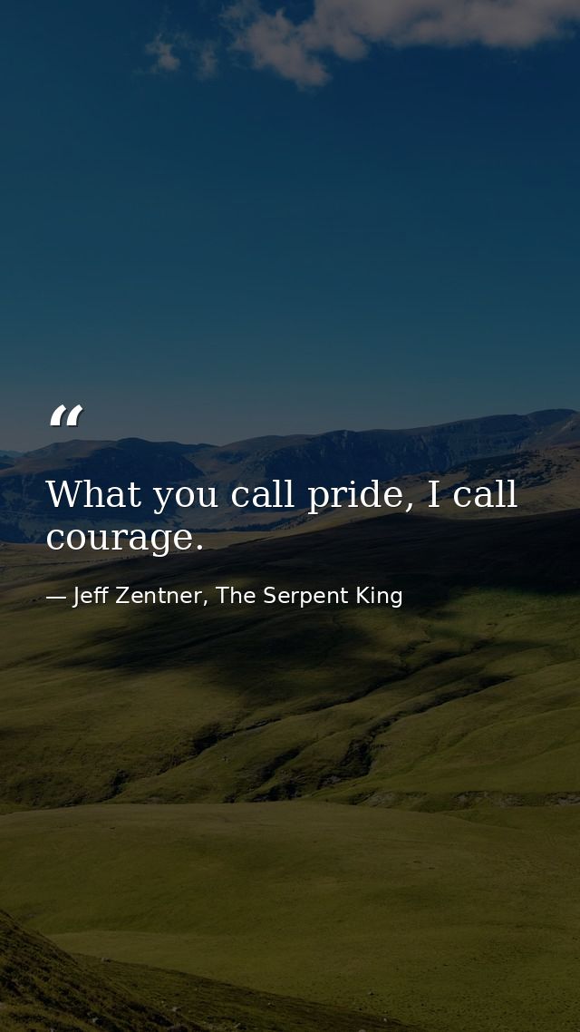 What you call pride, I call courage. — Jeff Zentner, The Serpent King