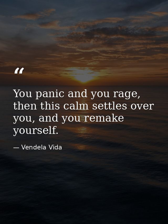 You panic and you rage, then this calm settles over you, and you remake yourself. — Vendela Vida