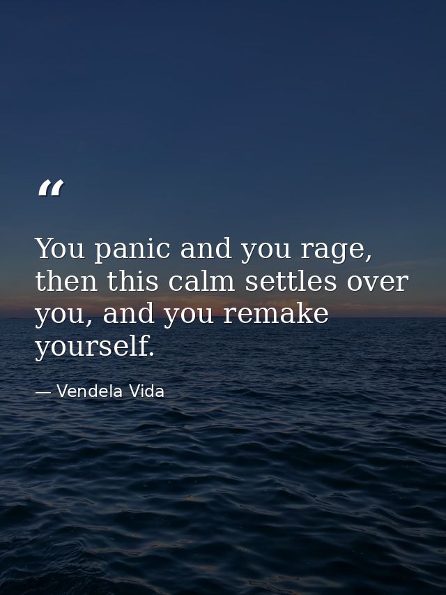 You panic and you rage, then this calm settles over you, and you remake yourself. — Vendela Vida