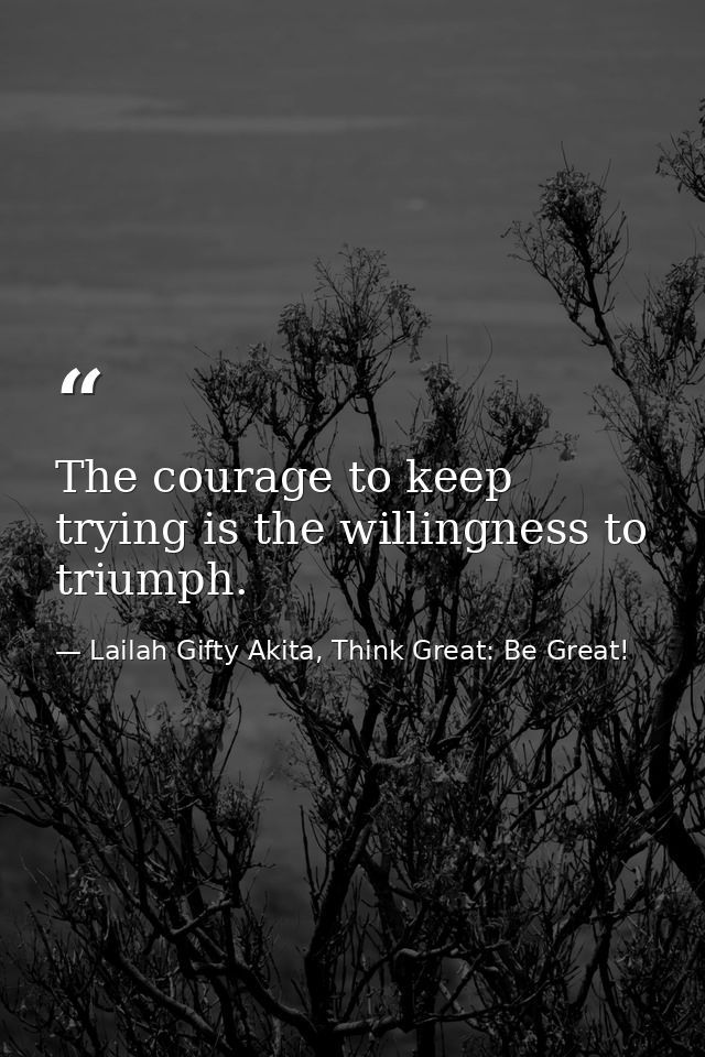 The courage to keep trying is the willingness to triumph. — Lailah Gifty Akita, Think Great: Be Great!