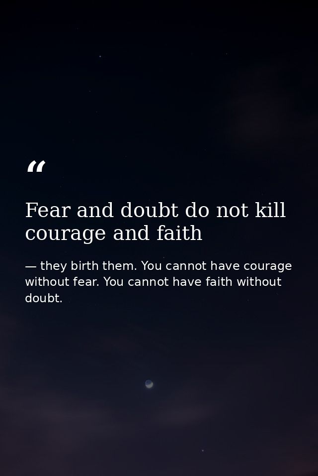 Fear and doubt do not kill courage and faith — they birth them. You cannot have courage without fear. You cannot have faith without doubt.