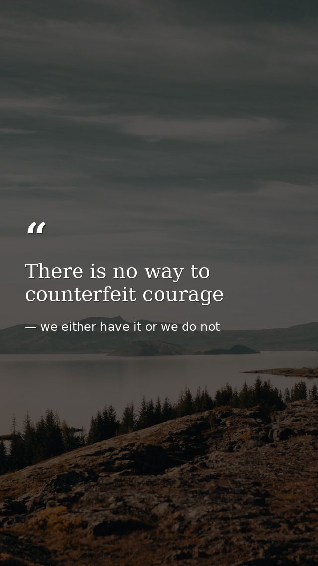 There is no way to counterfeit courage — we either have it or we do not