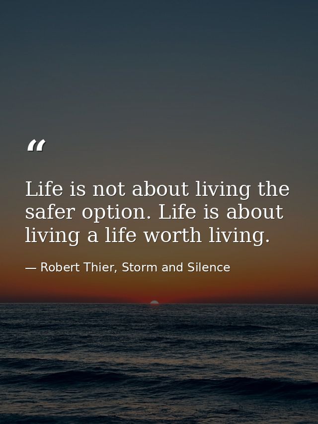 Life is not about living the safer option. Life is about living a life worth living. — Robert Thier, Storm and Silence