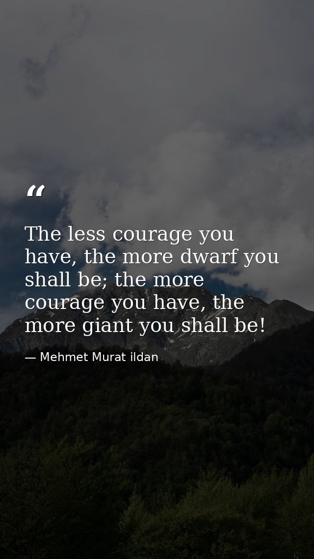 The less courage you have, the more dwarf you shall be; the more courage you have, the more giant you shall be! — Mehmet Murat ildan