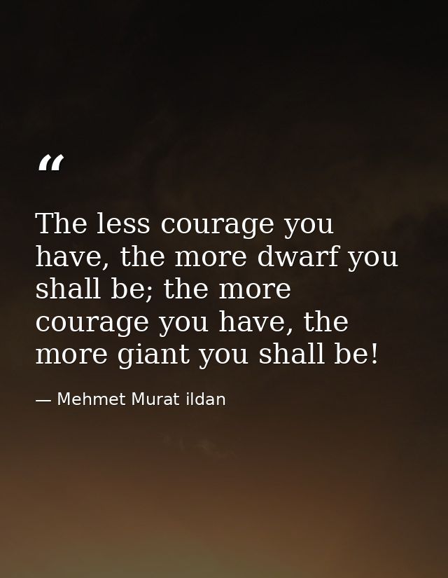 The less courage you have, the more dwarf you shall be; the more courage you have, the more giant you shall be! — Mehmet Murat ildan
